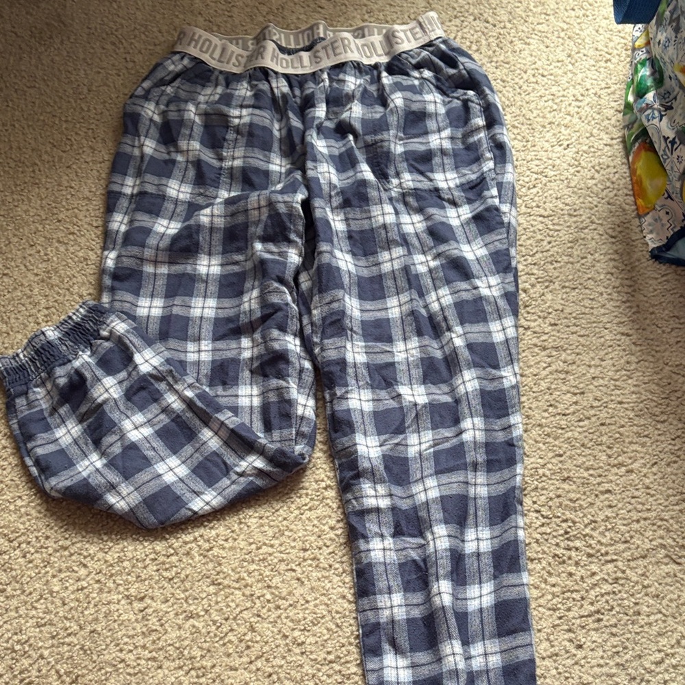 Hollister Blue and White Checkered Pants